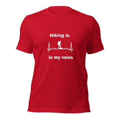 Hiking T-shirt "Hiking is in my veins" - Unisex t-shirt