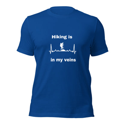 Hiking T-shirt "Hiking is in my veins" - Unisex t-shirt