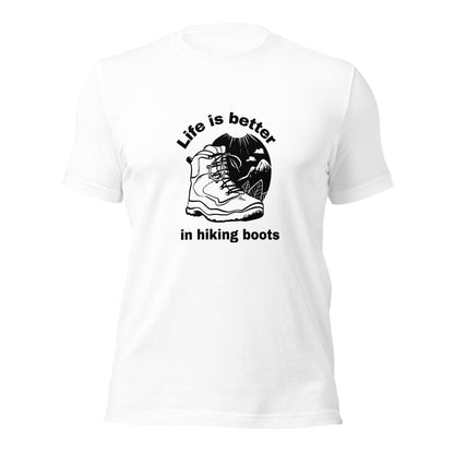 Hiking T-shirt "Life is better in hiking boots" - Unisex t-shirt