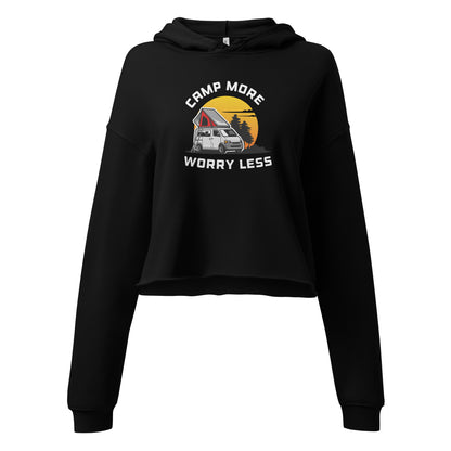 Camping Crop Hoodie "Camp more Worry less" - Crop Hoodie