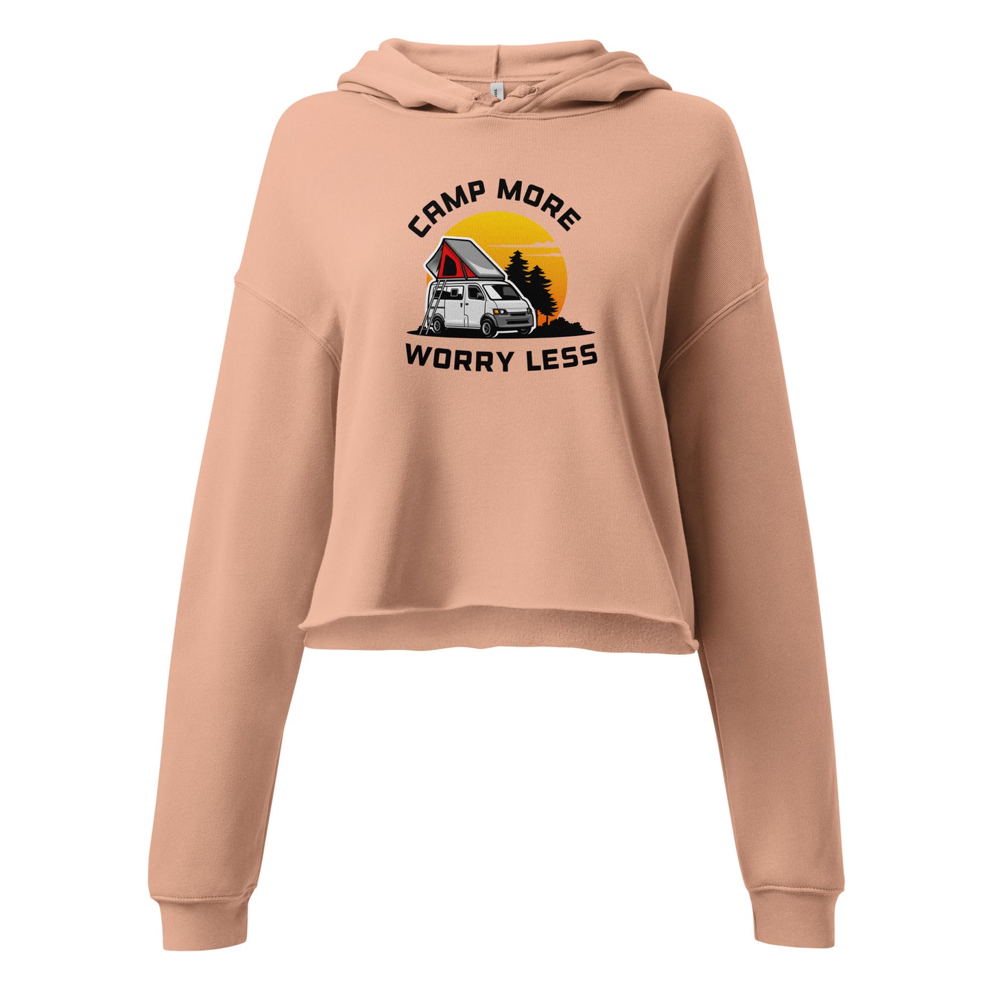 Camping Crop Hoodie "Camp more Worry less" - Crop Hoodie