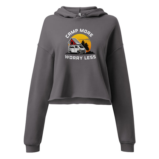 Camping Crop Hoodie "Camp more Worry less" - Crop Hoodie