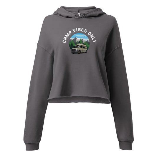 Camping Crop Hoodie "Camping vibes only" - Crop Hoodie